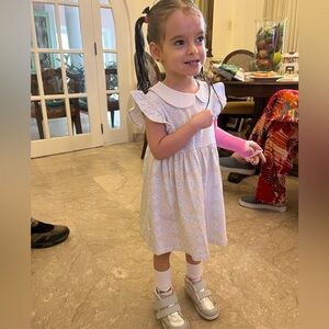 Girly Pastel Patterned Dress with Peter Pan Collar bows and flowers